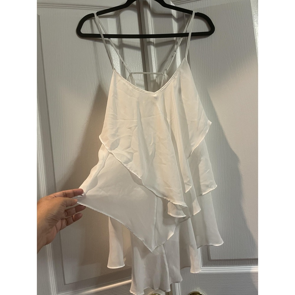 In Bloom By Jonquil Gown Womens Large White Chiffon Ruffle Babydoll Sleeveless
